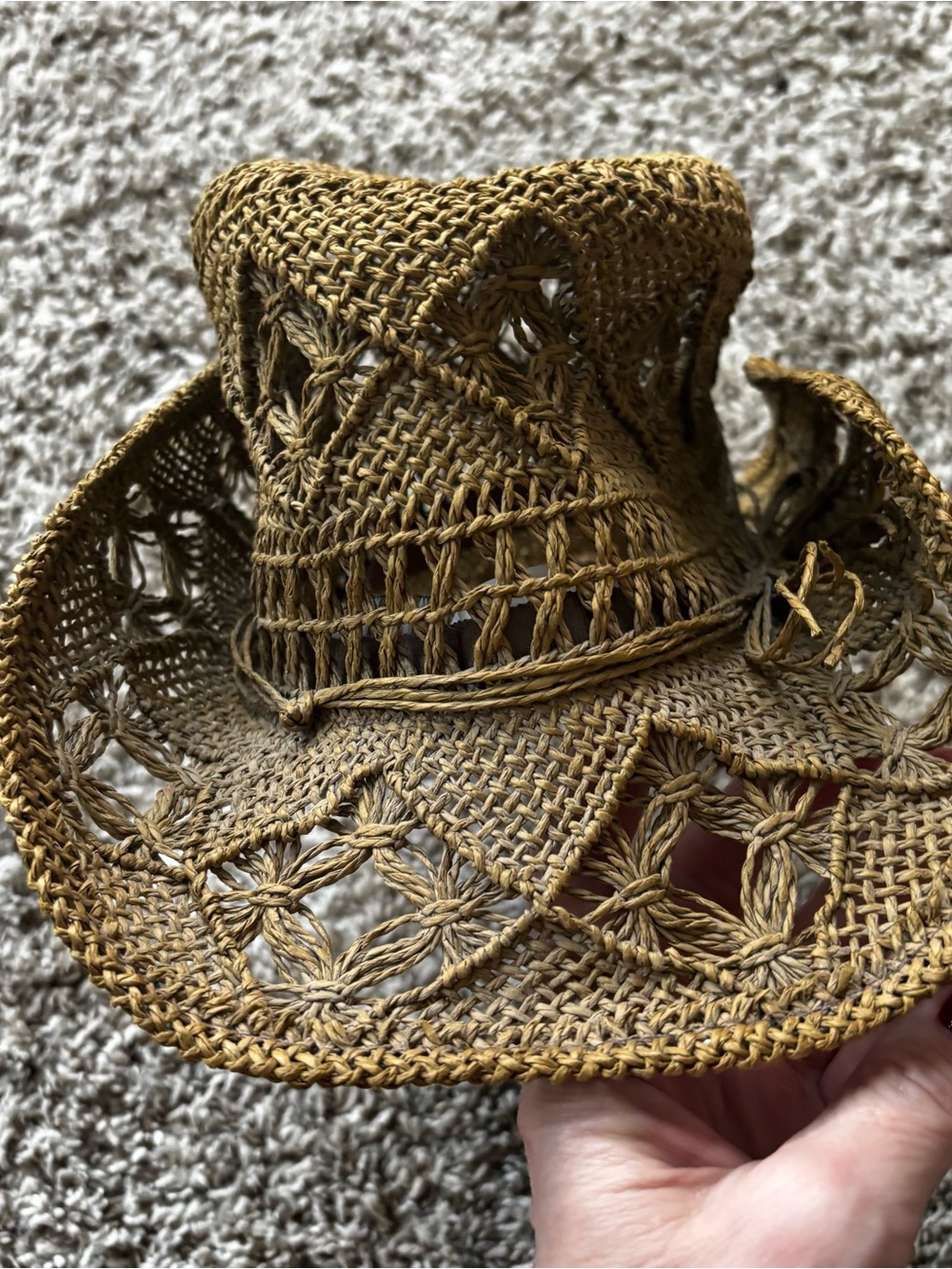 Handwoven Crochet Sun Hat - Natural Tan handmade fixable shape Dorfman Pacific - Picture 6 of 6